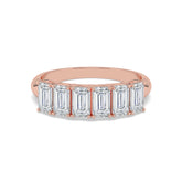Emerald Cut Half Eternity Wedding Band